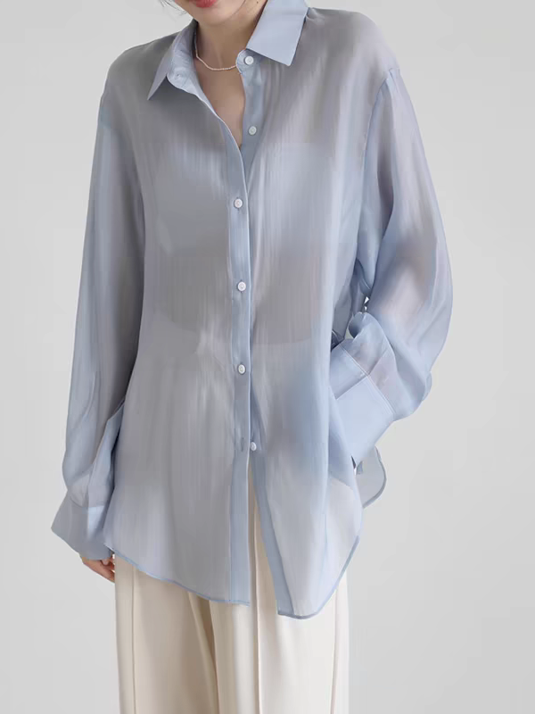 Lewin Side Tie Chiffon Shirt-The Black Bow-