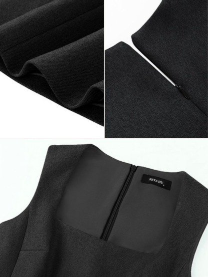 Jaime Squre Neck Mini Hem Dress-The Black Bow-