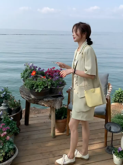 Danica Short Sleeves Blazer & Shorts Set (Discounted-M size)