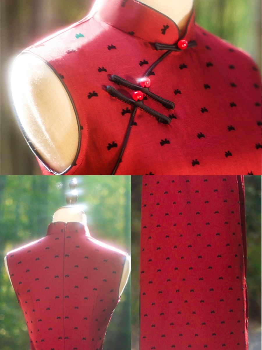 Yun Bin Polka Dot Sleeveless Cheongsam
