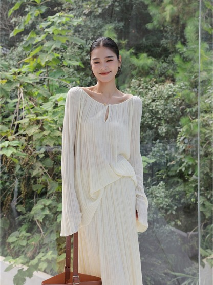 Hailey Lightweight Knit Long-Sleeve Top & Skirt (Sold Separately)