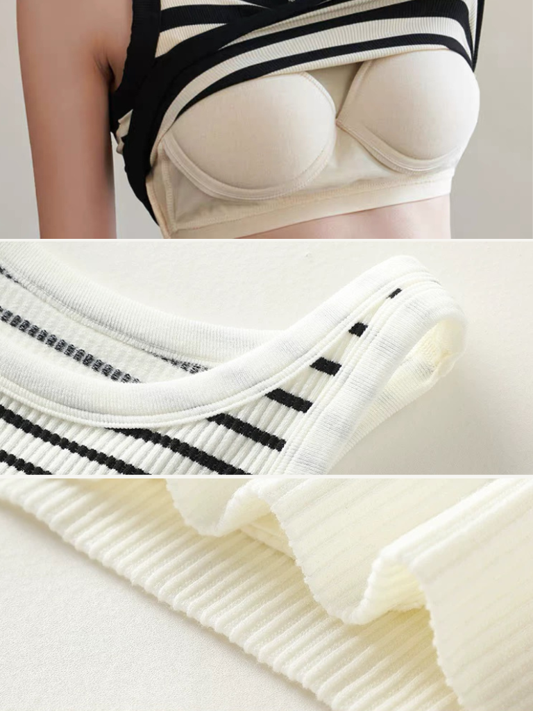 Qana Stripe Padded Knit Crop Top