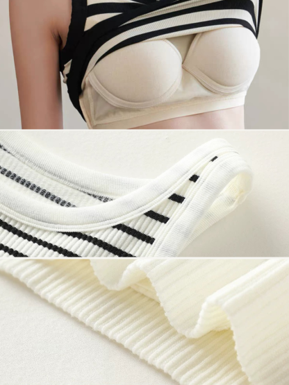 Qana Stripe Padded Knit Crop Top