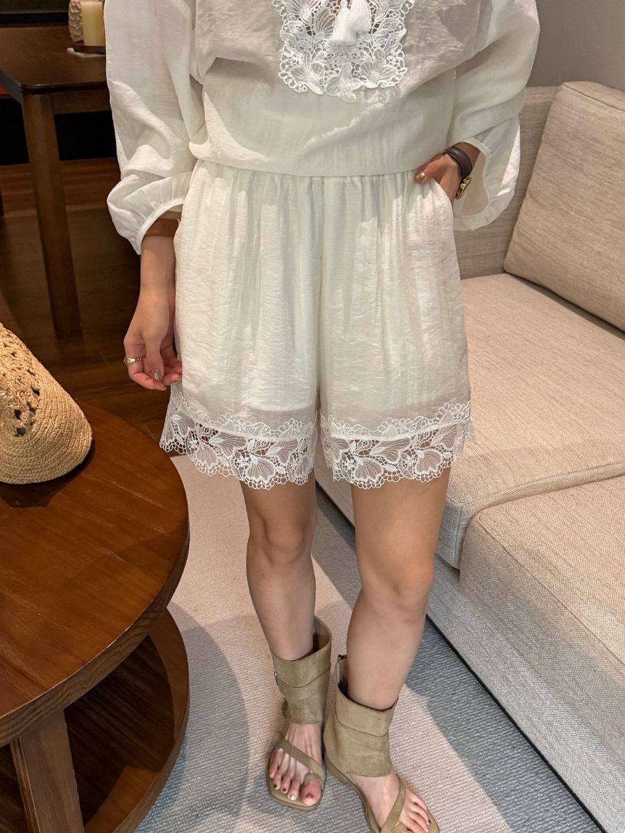 Perry Tencey Blend Lacey Trim Top & Shorts Set