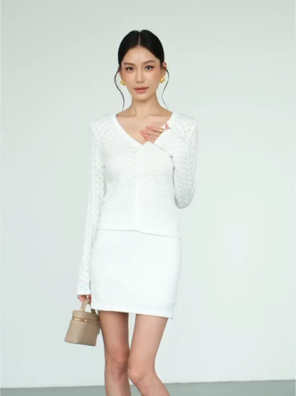 Lunette Openwork Knit Top & Mini Skirt (Sold Separately)