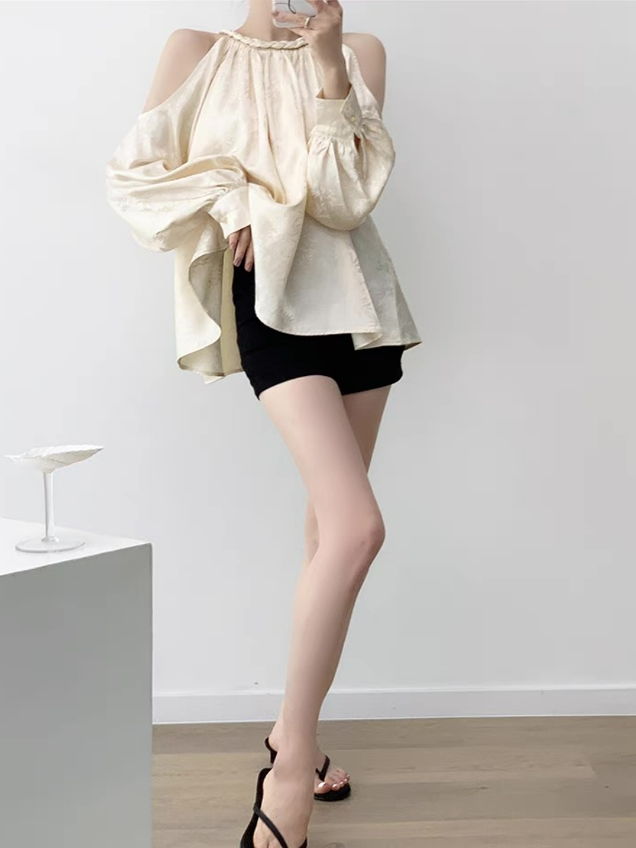 Xin Ing Cold Shoulder Oriental Top