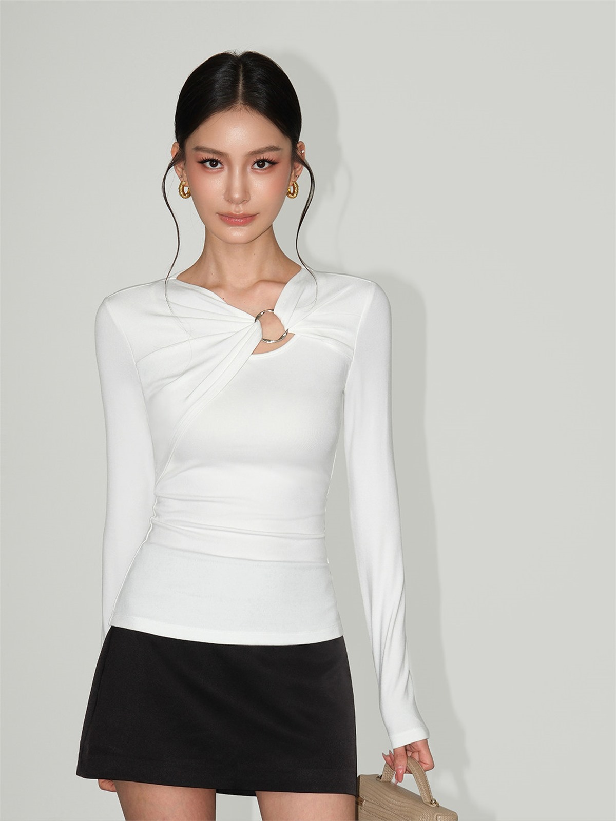 Lisette Ring-Detail Asymmetric Top