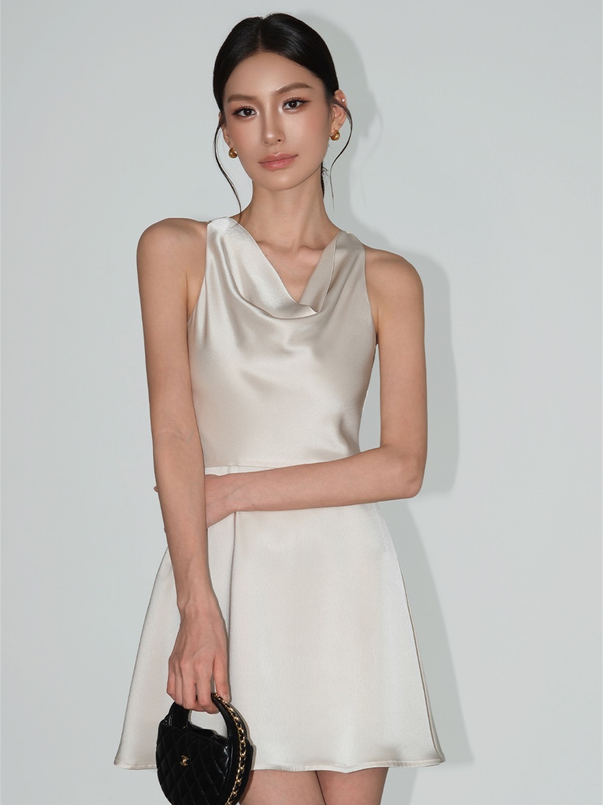 Leonie Satin Cowl Mini Dress