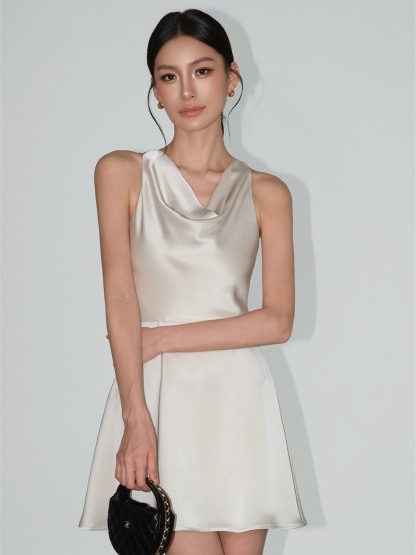 Leonie Satin Cowl Mini Dress