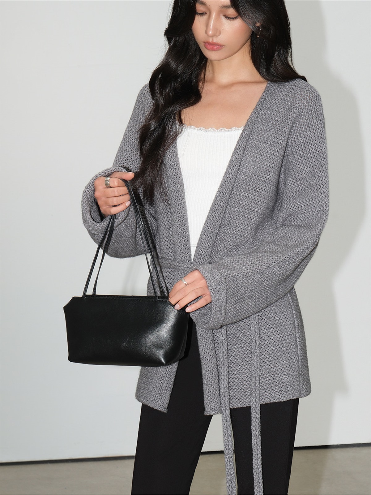 Leontine Belted Longline Knit Cardigan