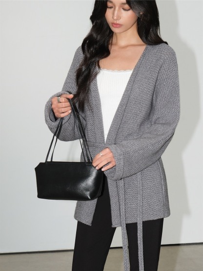Leontine Belted Longline Knit Cardigan