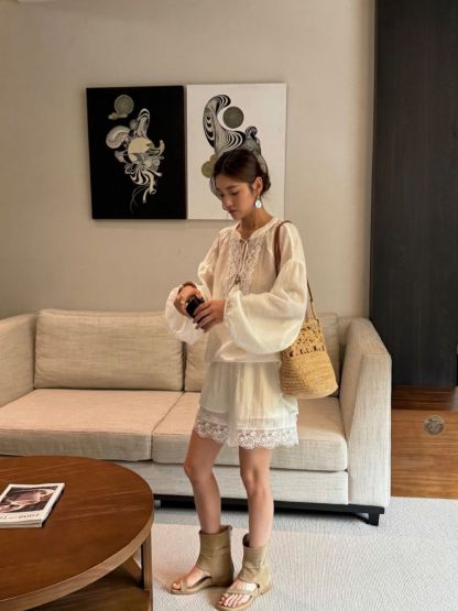 Perry Tencey Blend Lacey Trim Top & Shorts Set