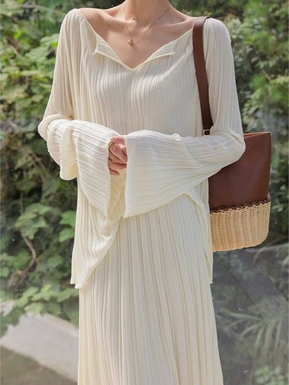 Hailey Lightweight Knit Long-Sleeve Top & Skirt (Sold Separately)
