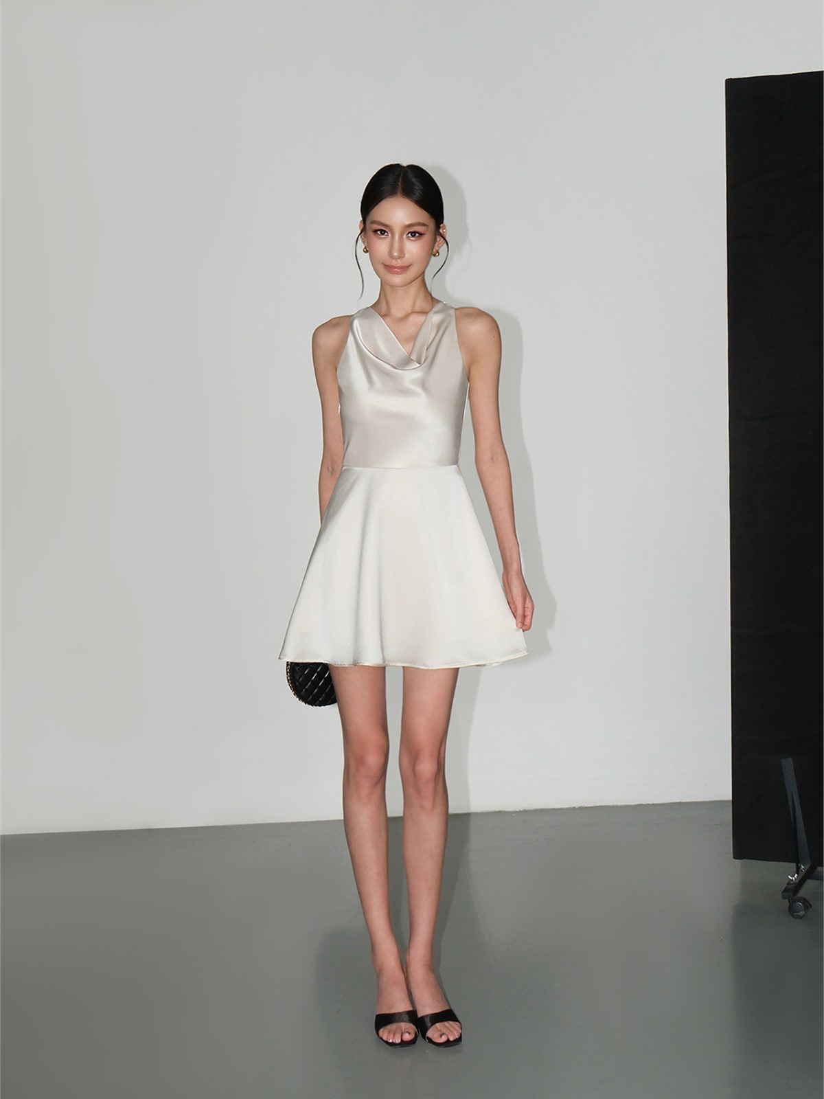 Leonie Satin Cowl Mini Dress
