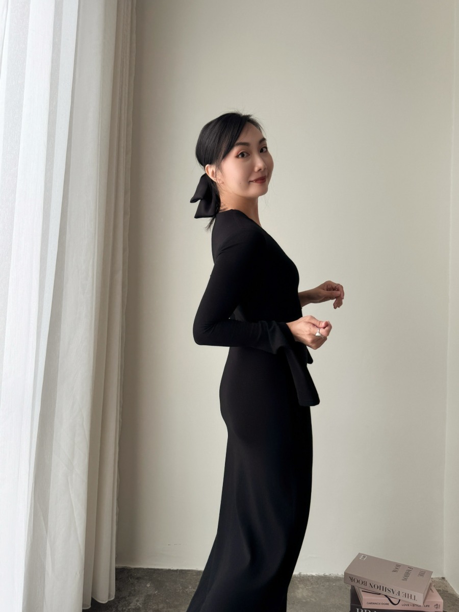 Zaaya Two Way Round Neck/ High Neck Padded Knit Dress