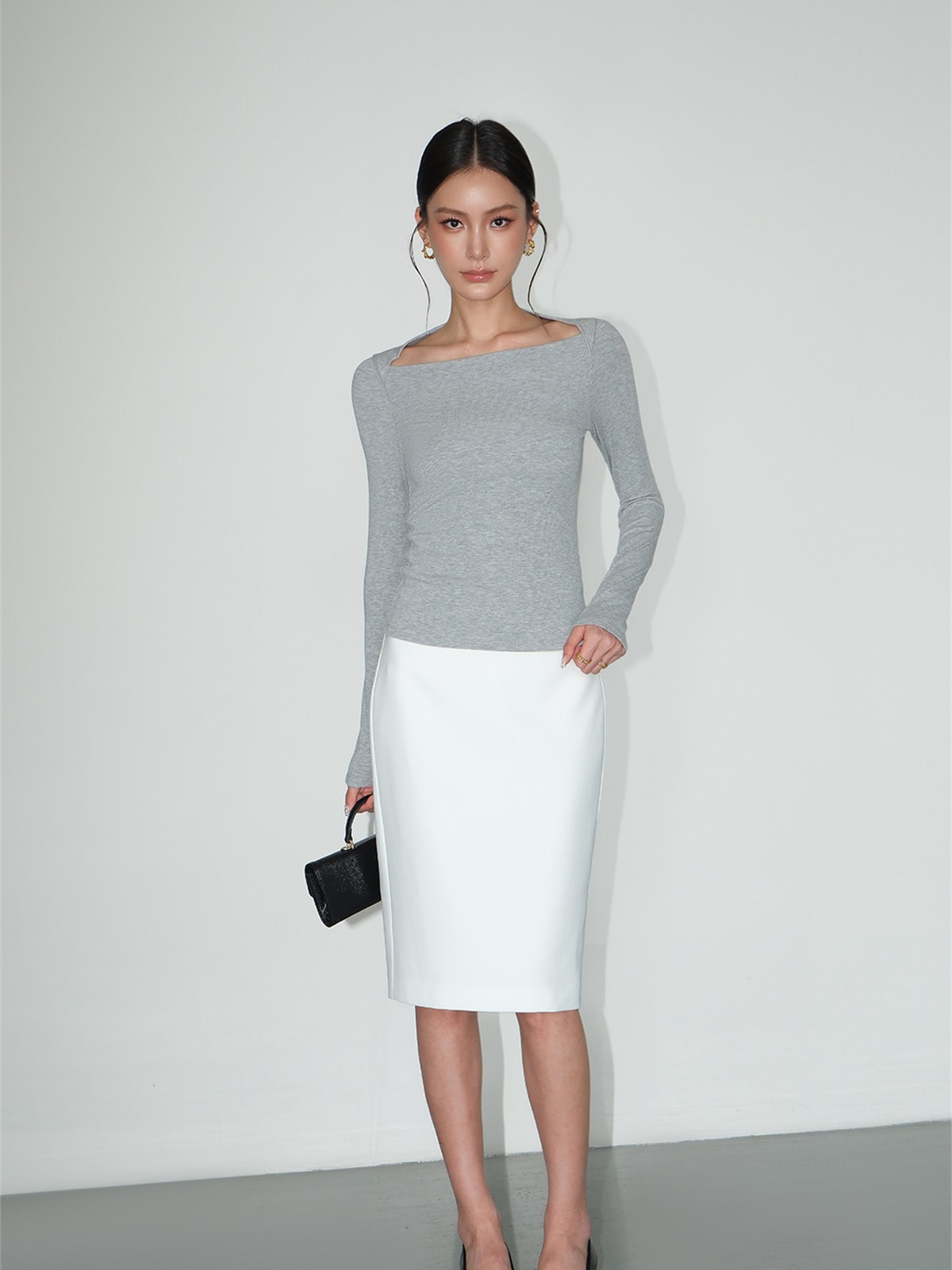 Julie Wrap Front Slit Midi Skirt