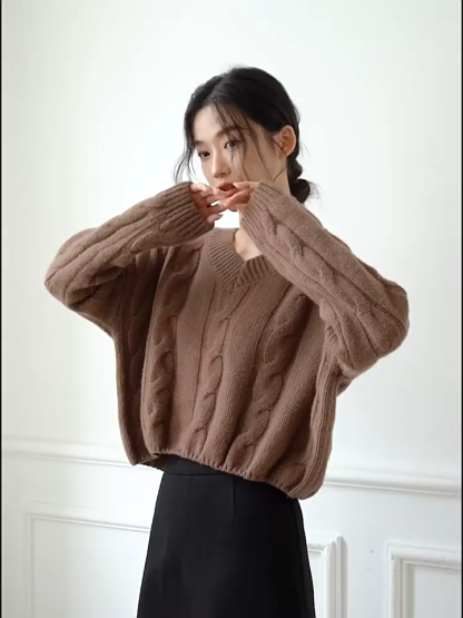 Lennon V-Neck Twisted Knit Sweater