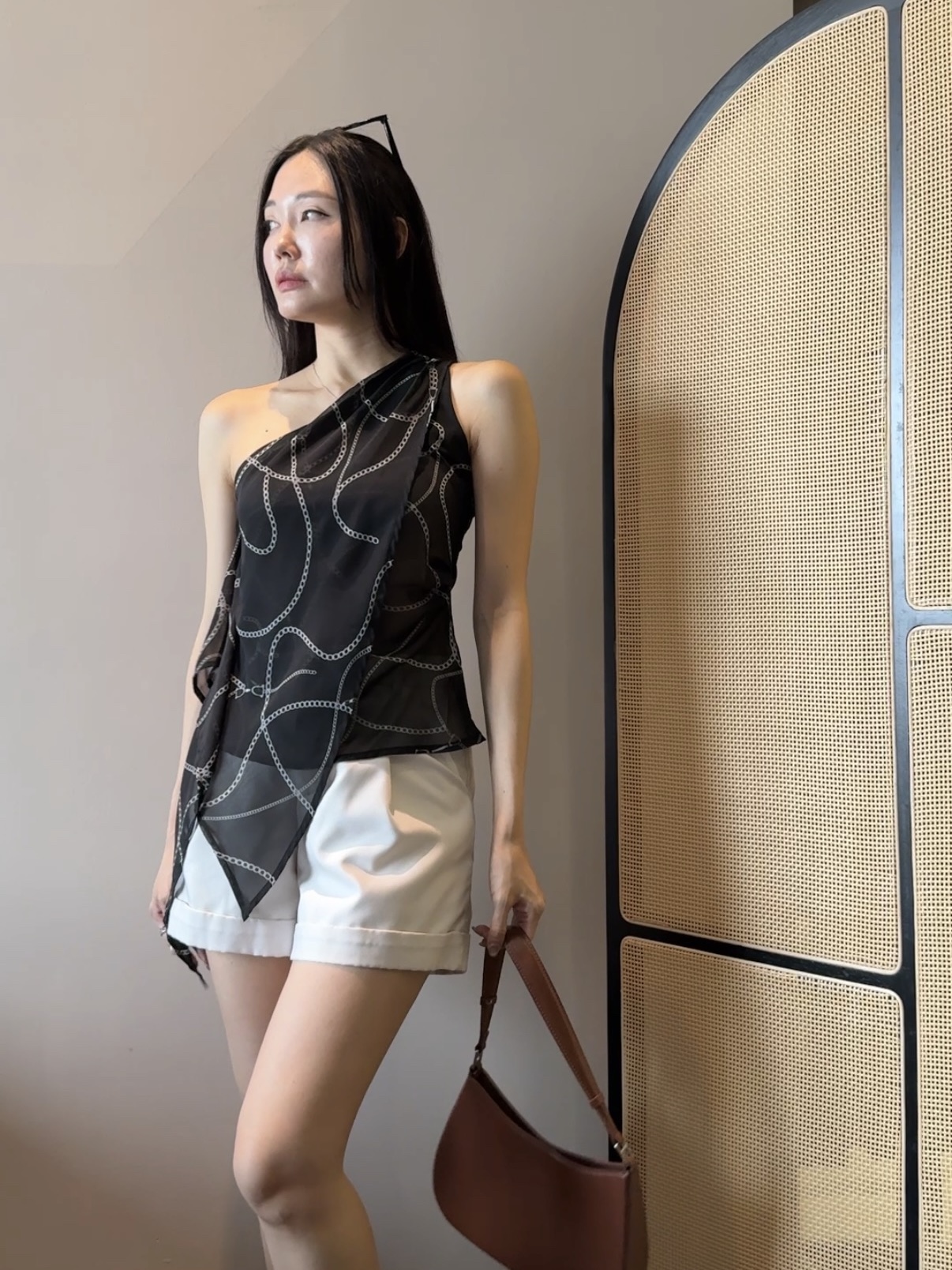 Wynna Graphic Print One Shoulder Top
