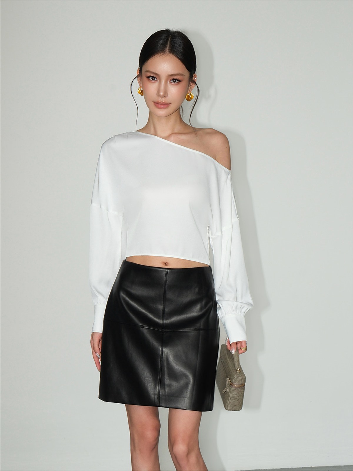 Levina One-Shoulder Cropped Blouse