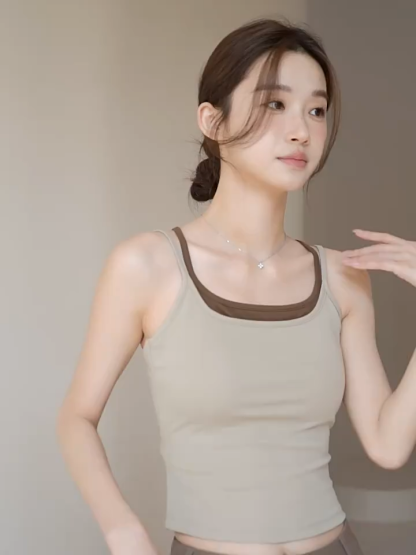 Leura Fake Two Pieces Strappy Padded Top