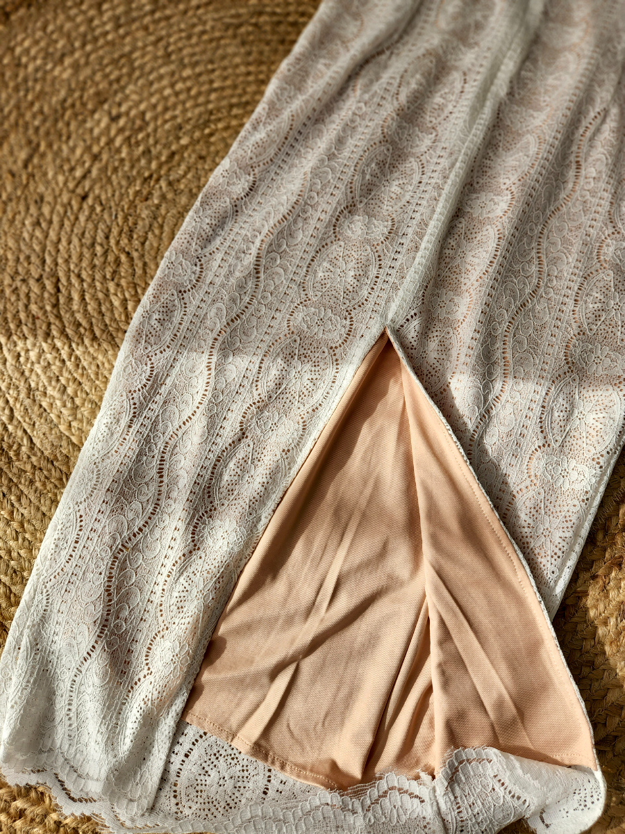 Ambroisa Back Slit Lace Cami Dress-The Black Bow-