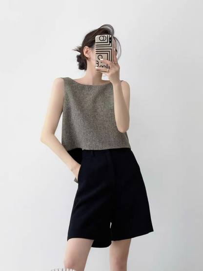 Nancey Low Back Sleeveless Top-The Black Bow-