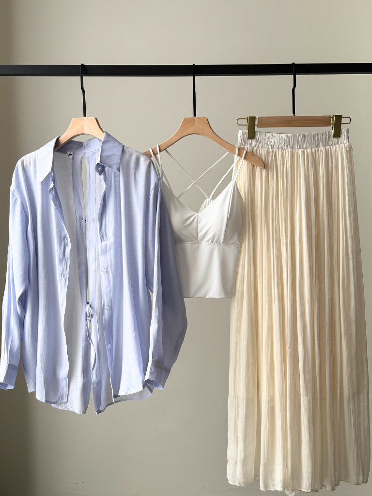 Ni Ni Back Pankou Sheer Chiffon Shirt & Benny Padded Top-The Black Bow-