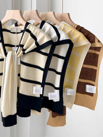 Olwin Color Block Shawl (Striped)-The Black Bow-