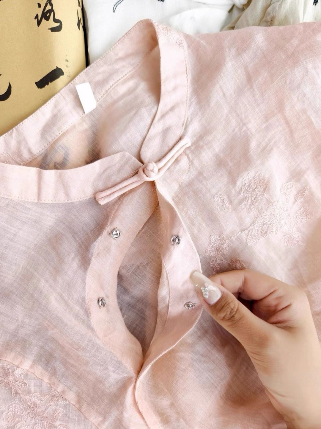 Ling Fei Semi Transparent Ramie Oriental Top