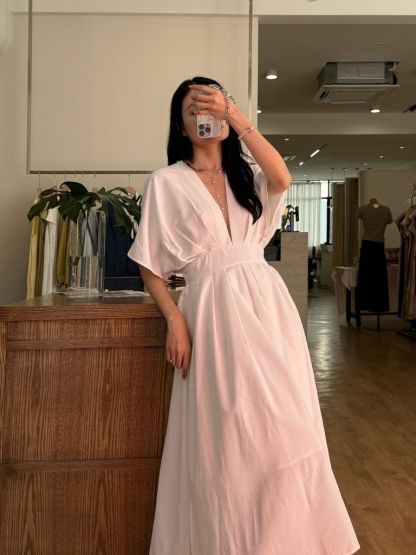 Violet Structured V-Neck Dress