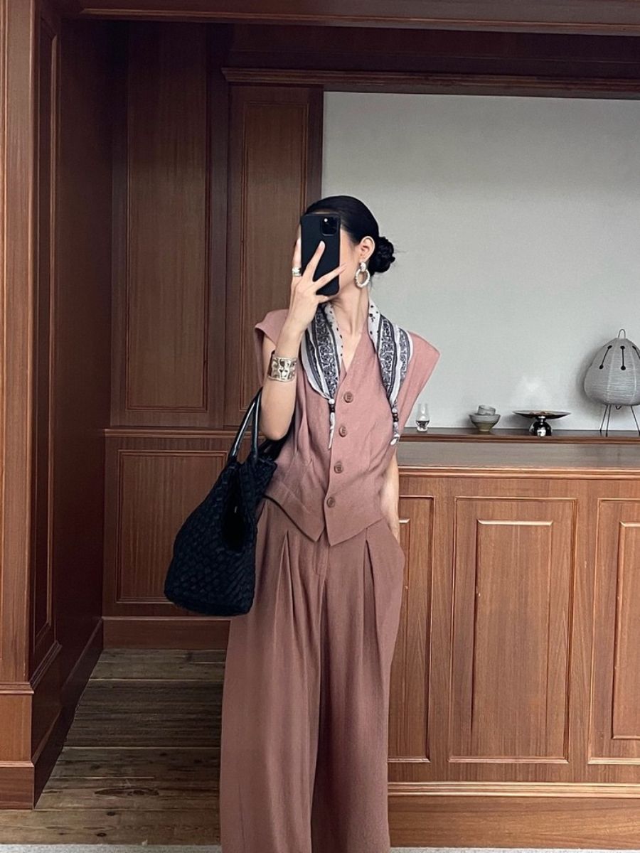 Alianna Vest and Wide Leg Pants Set