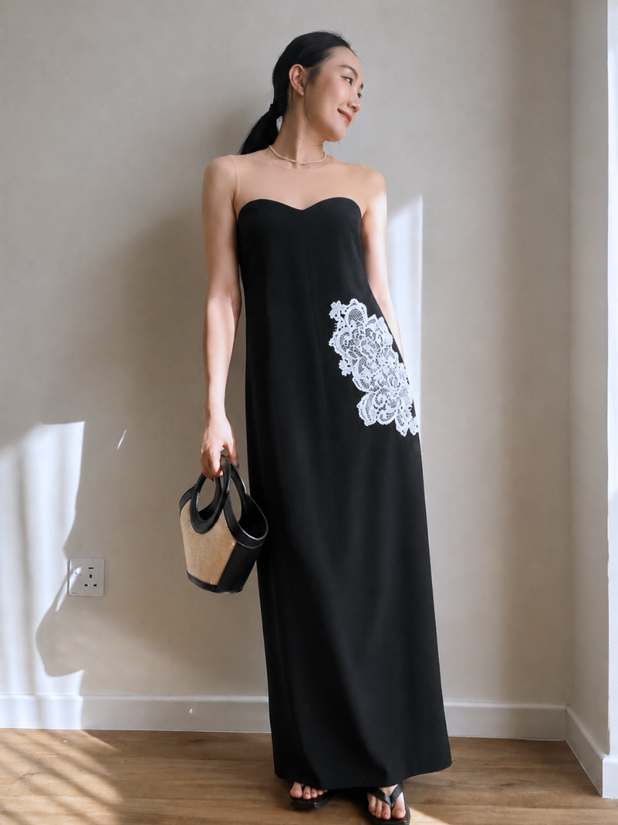 Choum Lace-Appliqué Column Dress
