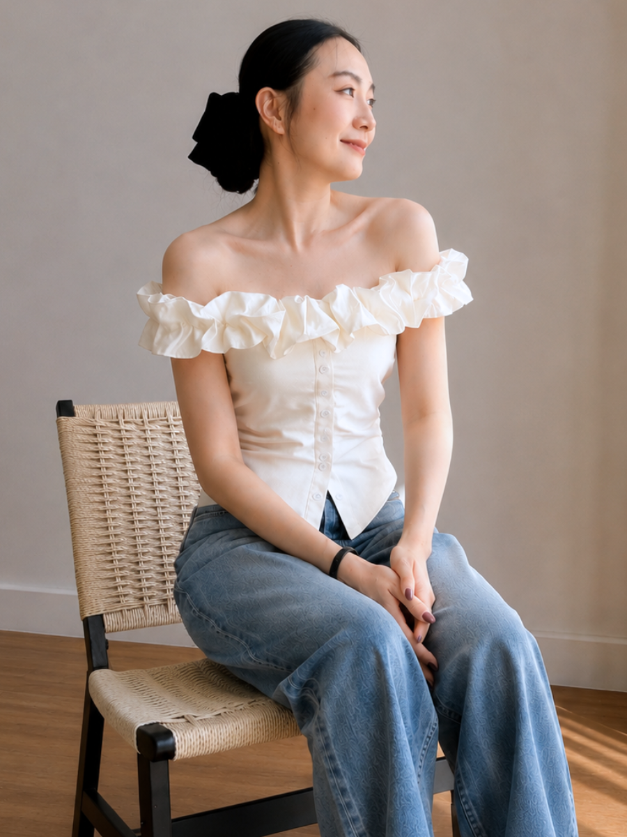 Celina Ruffle-Trim Off-Shoulder Top 