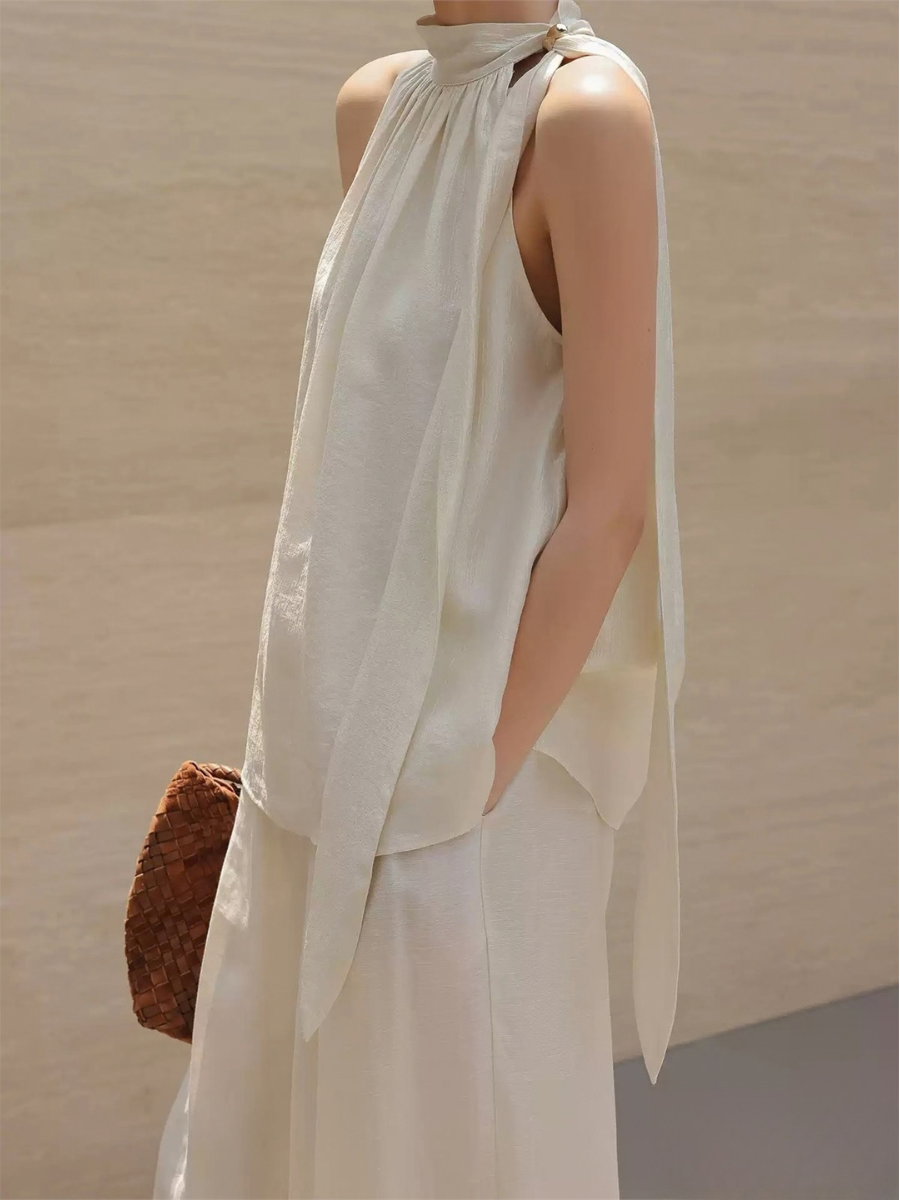 Heloise Halter-Neck Pearlecent Top