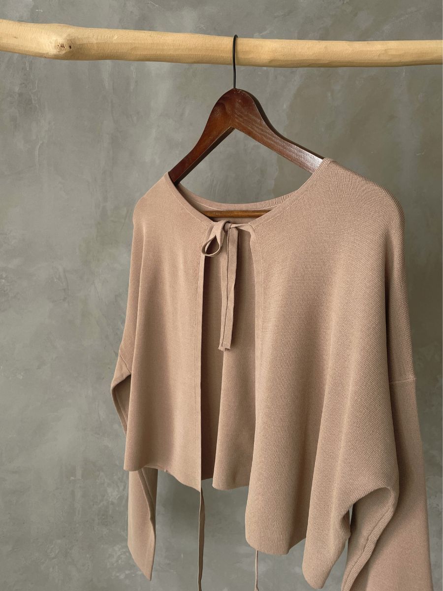 Gynna Double Tie Knit Cardigan (Discounted-Free size)-The Black Bow-