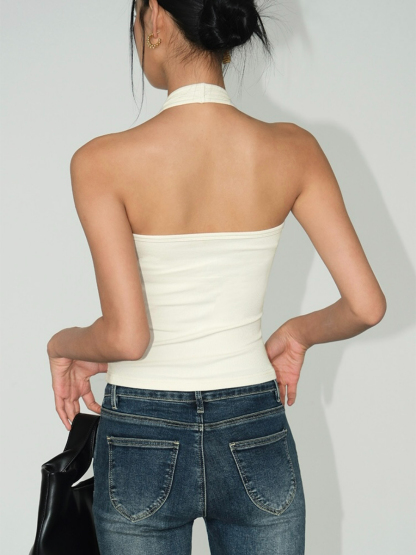 Mabel Halter Neck Knit Top-The Black Bow-