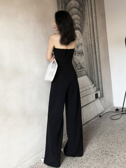 Monica Tube Top Jumpsuit-The Black Bow-
