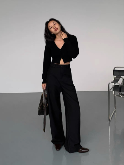 Marnie Straight Cut Pants-The Black Bow-