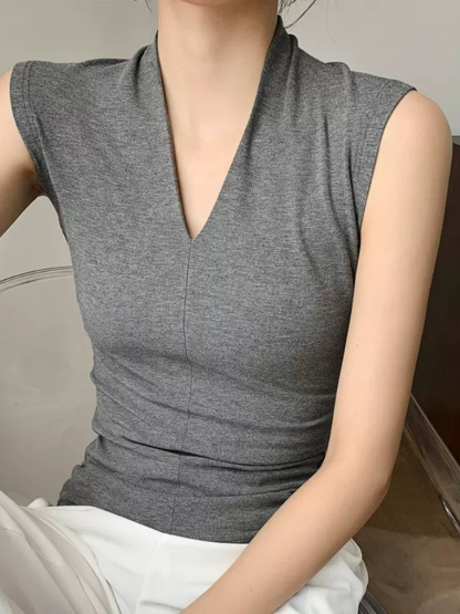 Karsyn V-Neck Sleeves Top -The Black Bow-