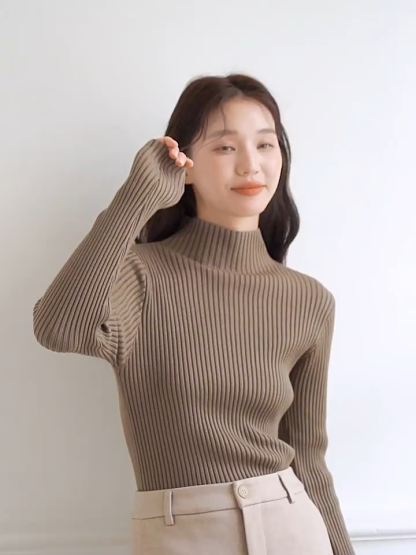 Lola High Neck Ribbed Knit Top