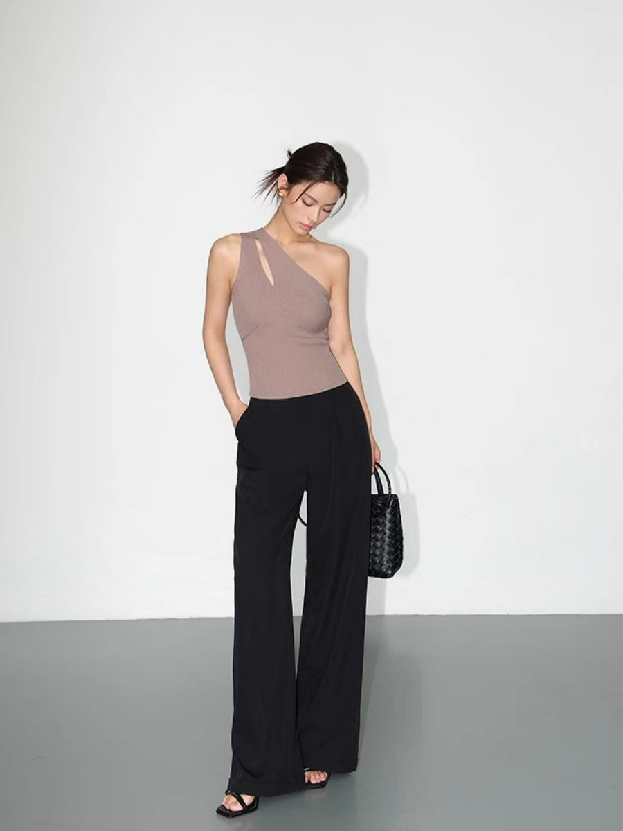 Kimber Asymmetric Shoulder Knit Top