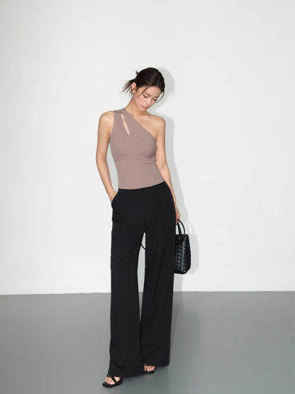 Kimber Asymmetric Shoulder Knit Top