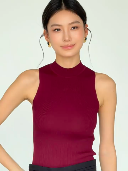 Ferna Mock Neck Sleeveless Knit Top