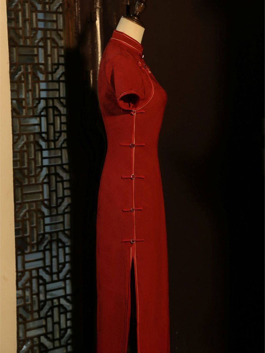 Yun Cen Jacquard Short Sleeve Cheongsam