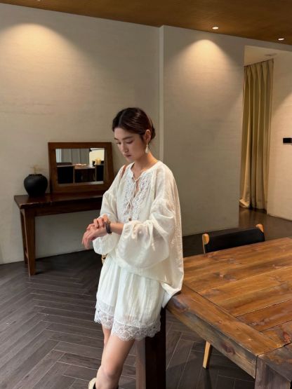 Perry Tencey Blend Lacey Trim Top & Shorts Set