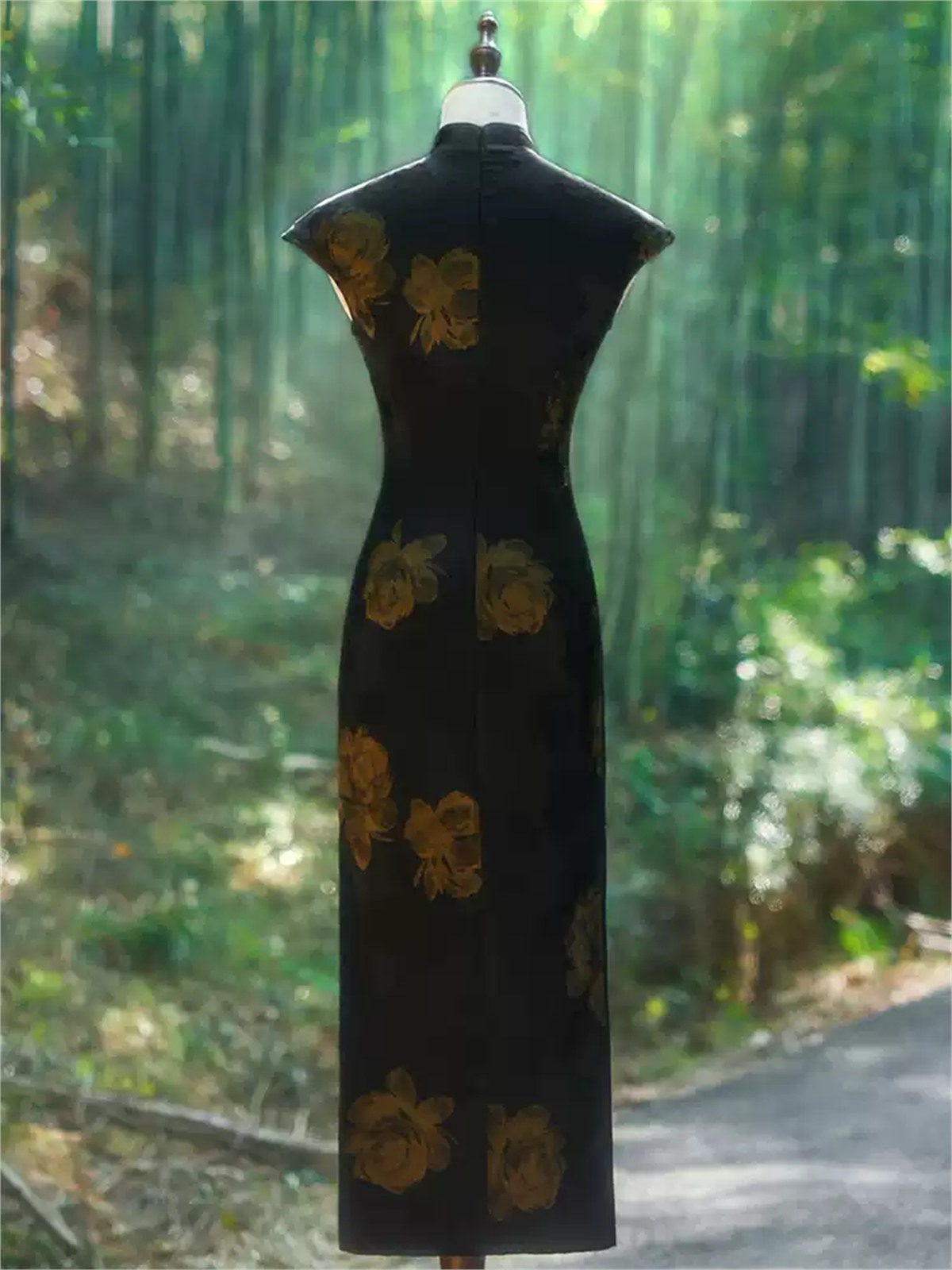 Ya Bie Rose Print Cap Sleeve Cheongsam