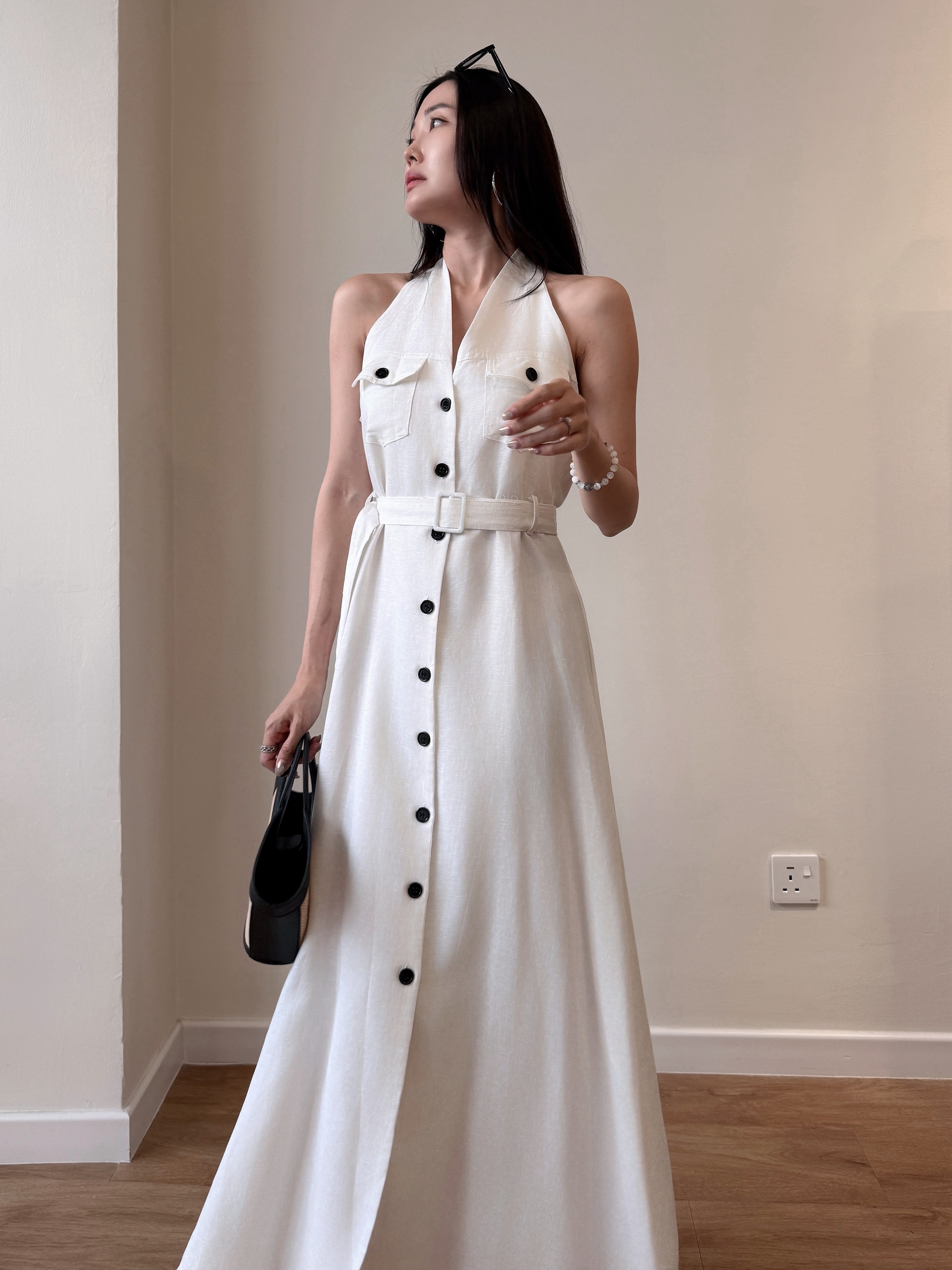 Yente V-Collar Button Down Dress