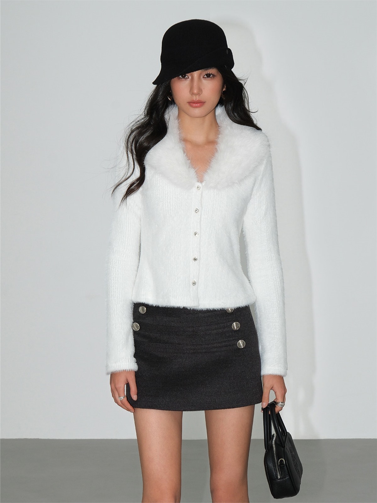Joyce Asymmetric Metal Button Mini Skort