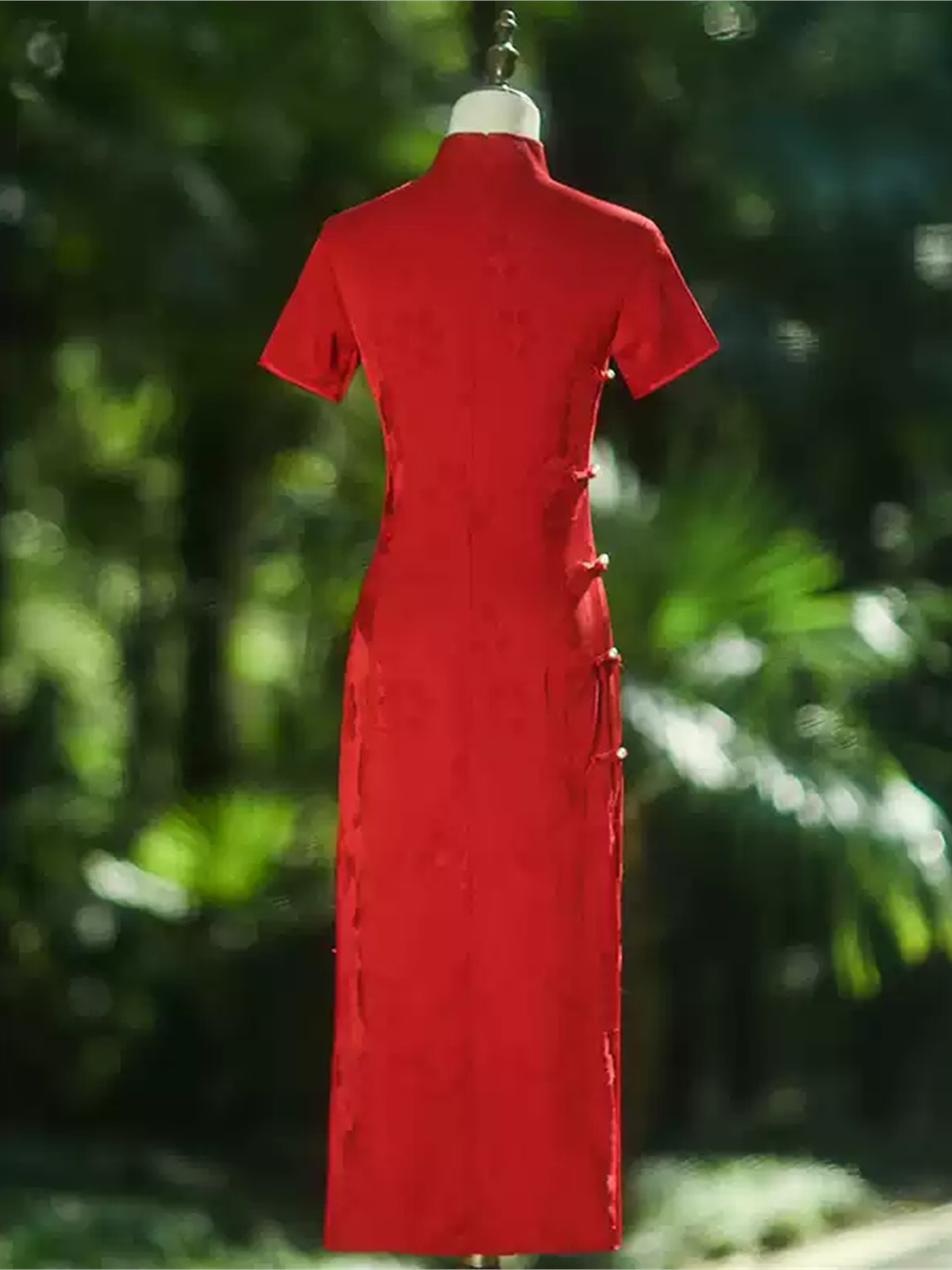 Yun Biao Floral Jacquard Short Sleeve Cheongsam