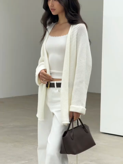 Leontine Belted Longline Knit Cardigan